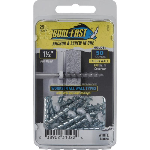 Bore-Fast 3/16 in. D X 1-1/2 in. L Steel Pan Head Screw and Anchor 25 pc