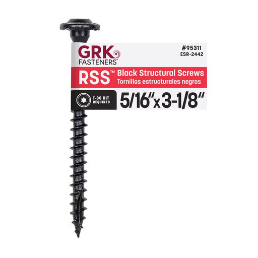 GRK Fasteners RSS 5/16 or No. 15 in. X 3-1/8 in. L Star Black W-Cut Structural Wood Screws 1 pk