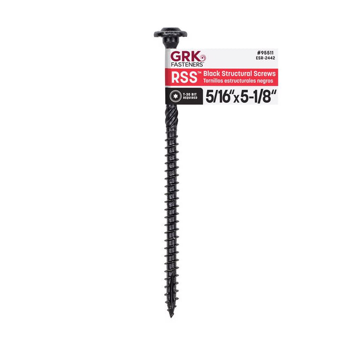GRK Fasteners 5/16 or No. 15 in. X 5-1/8 in. L Star Black W-Cut Structural Wood Screws 1 pk