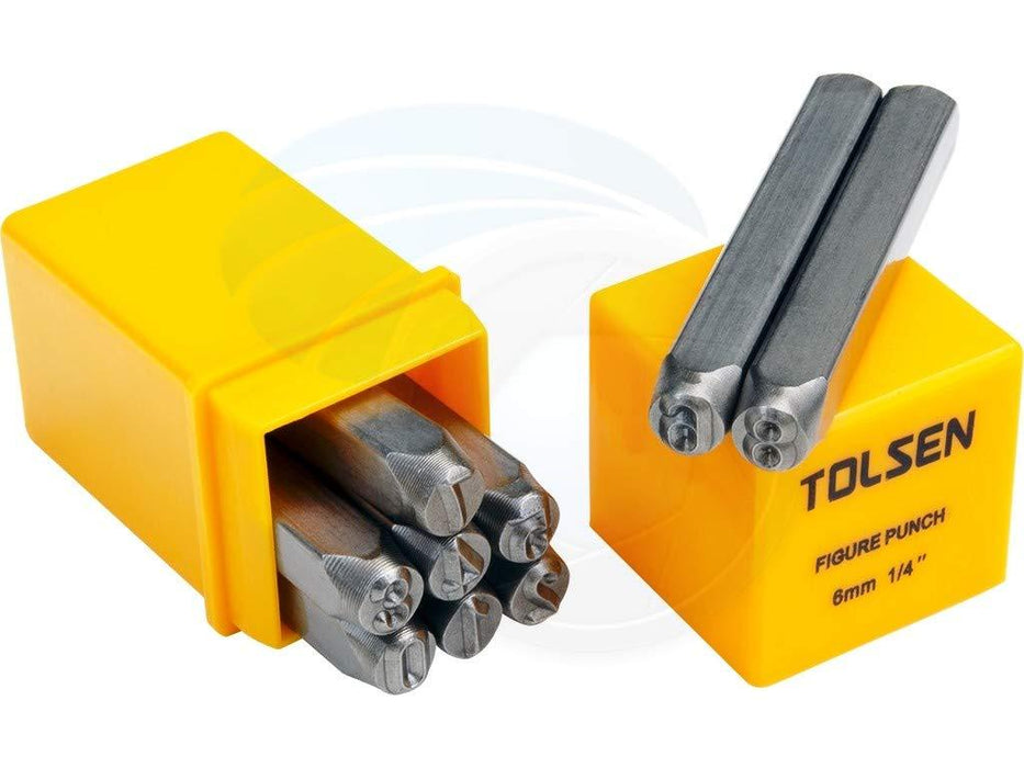 Tolsen Steel Punch Stamp Die Set Metal Steel Tool Numbers 0-9 9-Piece Set 6mm
