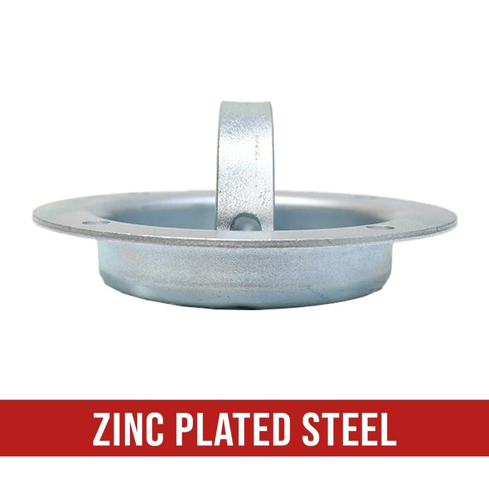 Boxer 4 Pack Extra Large Rotating Recessed-Pan Fitting with D-Ring, Swivels 360 Degrees - D-Ring Tie Down Anchor Point - Heavy Duty 6,000 LBS Zinc Plated