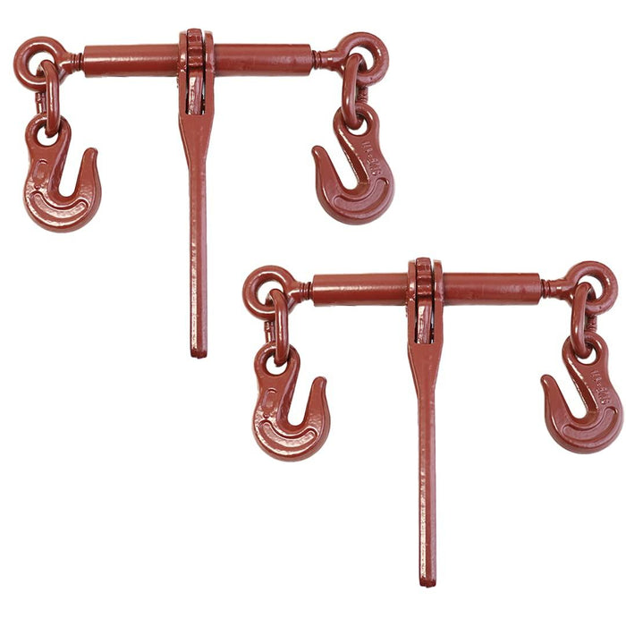 Boxer 2 Pack Heavy Duty Ratchet Chain Load Binder with Forged Grab Hooks, ΒΌβ β 5/16β - Chain Binder Tie Down - 2,600lbs WLL