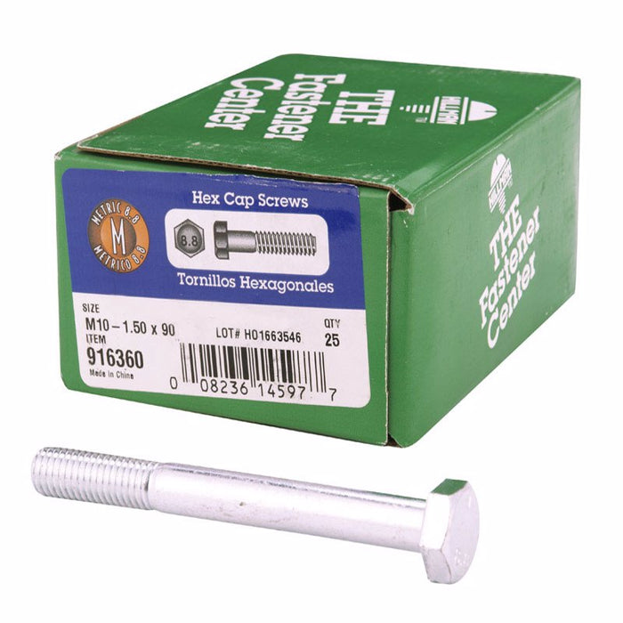 HILLMAN M10-1.50 mm D X 90 mm L Heat Treated Steel Hex Head Cap Screw 25 pk