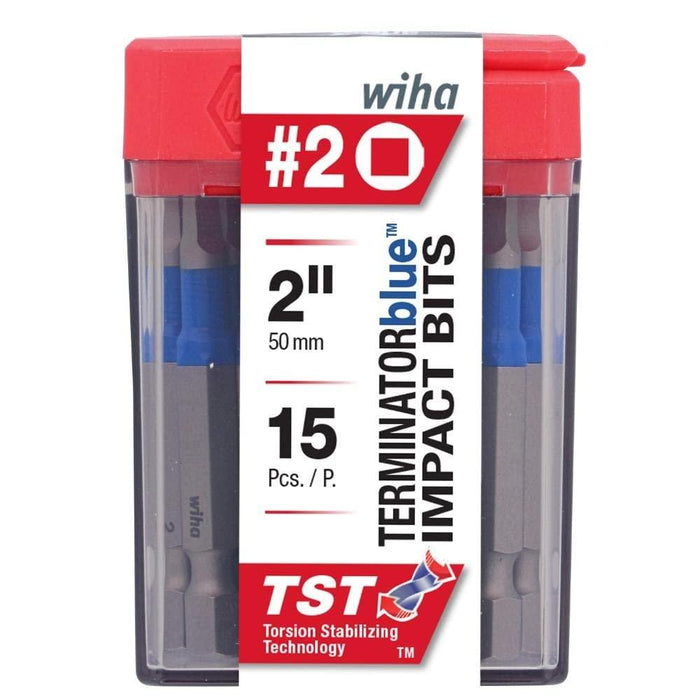 Wiha TerminatorBlue Impact Bit Square #2-2 Inch - 15 Pack