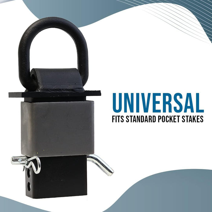 Boxer Heavy Duty Adjustable Stake Pocket D Ring Tie Down - 18,000LBS Breaking Strength - 4 Pack– for Flatbed Trucks and Utility Trailers for Standard 2x4” Stake Pocket