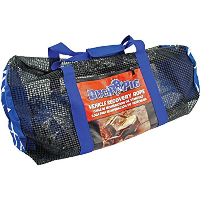 DitchPig 447551 Kinetic Energy Vehicle Recovery Double Nylon Braided Rope with Duffel Bag, 1-1/2" x 30', 64,300 lbs. Breaking Strength