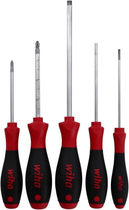 Wiha 5 Piece SoftFinish Slotted and Phillips Screwdriver Set