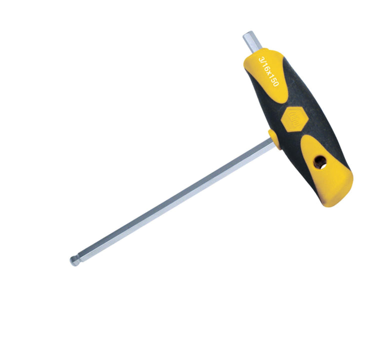 Wiha 54004 Soft Grip Ball Hex Inch Dual Driver T-Handle, 1/4