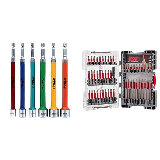 Wiha 70487 6 Piece Color Coded Magnetic Nut Setter Metric Set & 76885 50 Piece MaxxTor Impact Bit Set
