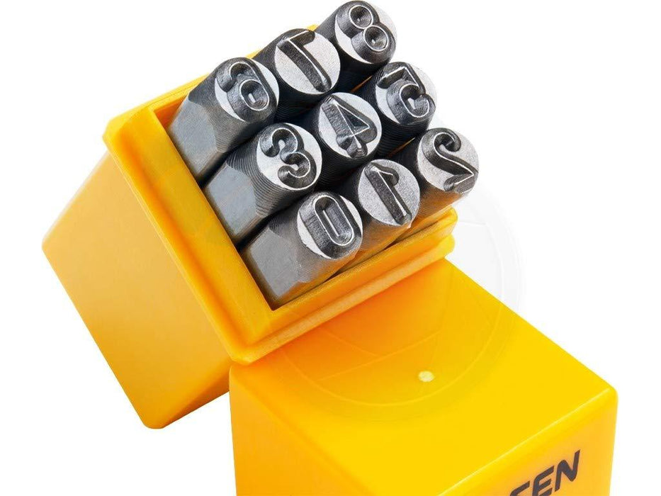 Tolsen Steel Punch Stamp Die Set Metal Steel Tool Numbers 0-9 9-Piece Set 6mm