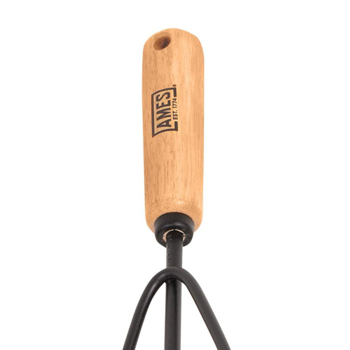 AMES 2446300 Tempered Steel Hand Cultivator with Wood Handle, 11-Inch, Brown
