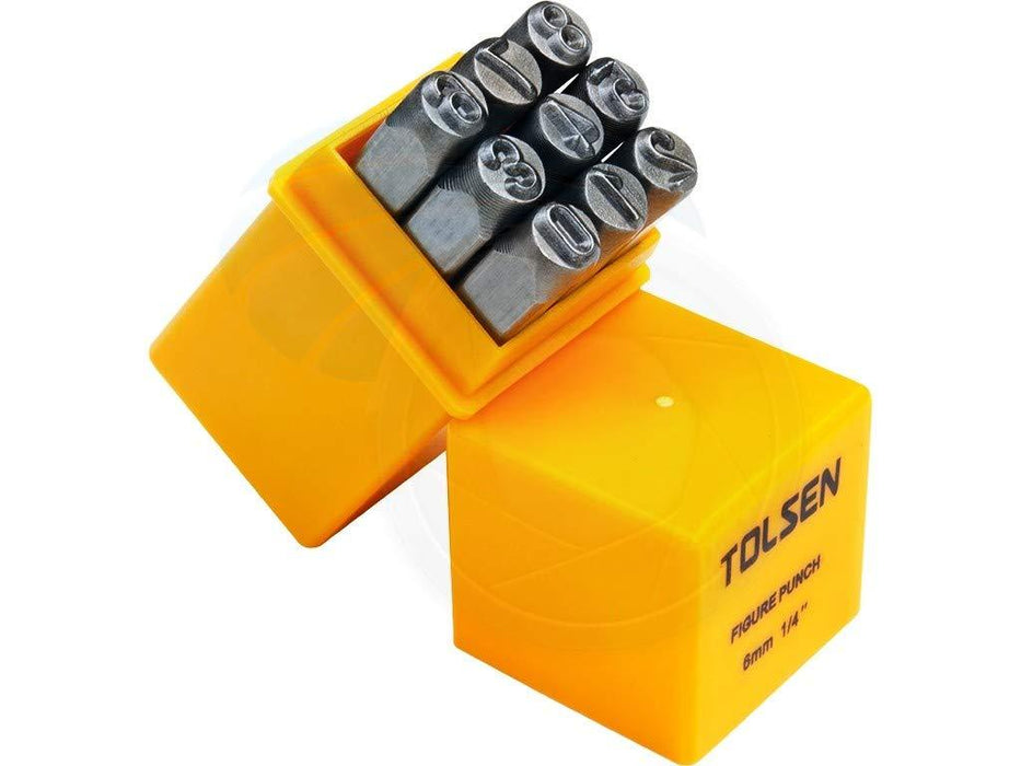Tolsen Steel Punch Stamp Die Set Metal Steel Tool Numbers 0-9 9-Piece Set 6mm