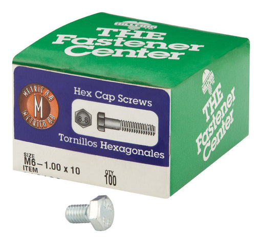 HILLMAN M6-1.00 mm D X 10 mm L Heat Treated Steel Hex Head Cap Screw 100 pk