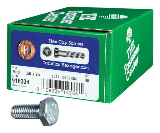 HILLMAN M10-1.50 mm D X 25 mm L Heat Treated Steel Hex Head Cap Screw 40 pk