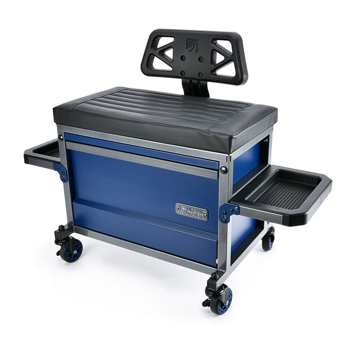 The Beast Shop Stool with Tool Drawer Padded Seat, Back Support,  Pro-Glide Casters and 500lb Capacity