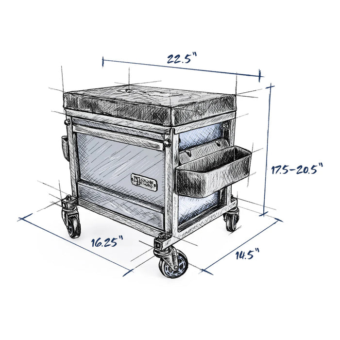 SIDEKICK SHOP STOOL with Tool Drawer Padded Seat, Pro-Glide Casters and 500lb Capacity