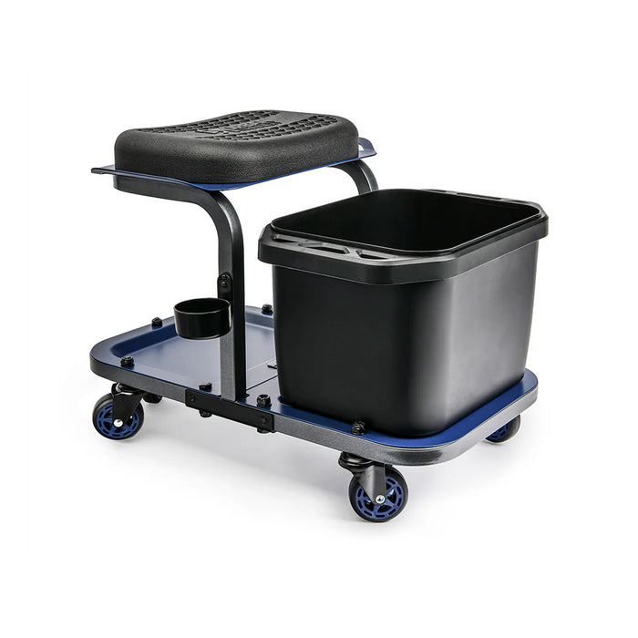 Ergonomic Car Wash Stool with Pro-Glide Casters Padded Seat Wash Bucket 350lb Capacity