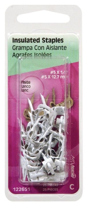 HILLMAN No. 5 X 1/2 in. W X 1/2 in. L White Steel Wire Staples 5 Ga. 25 pk