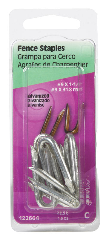 HILLMAN 1/4 in. W X 1-1/4 in. L Galvanized Steel Fence Staples 9 Ga. 1-1/2 oz