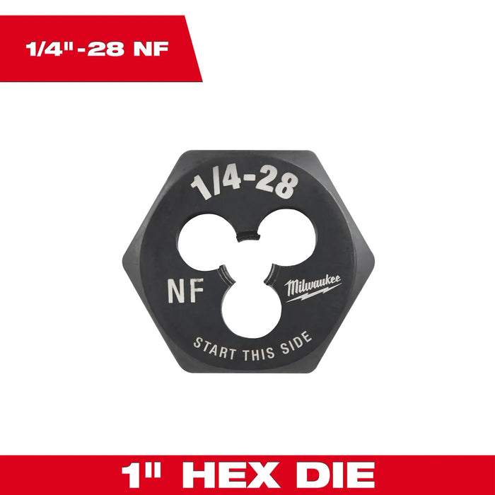 Milwaukee 1/4"-28 NF 1-Inch Hex Threading Die 49-57-5338