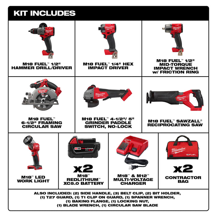 Milwaukee M18 FUEL 7-Tool Combo Kit 3697-27