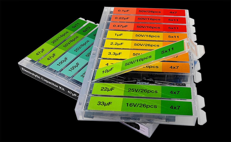 304pcs  20 Types Capacitors 0.1uF-2200uF Electronics Capacitor Assortment kit for Industrial