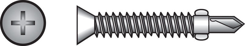 HILLMAN No. 12-24 X 2-1/2 in. L Phillips Flat Head Self-Drilling Screws 100 pk