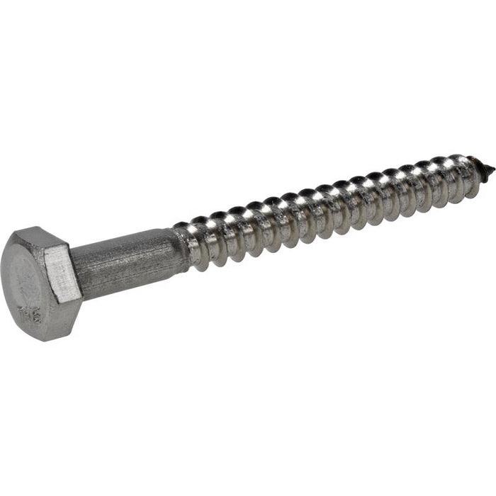 HILLMAN 1/4 in. X 2-1/2 in. L Hex Stainless Steel Lag Screw 25 pk