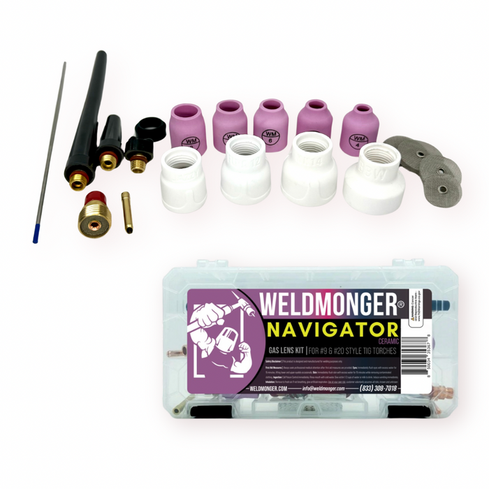 Weldmonger® Navigator Ceramic Gas Lens Kit for 9/20 Style Torches