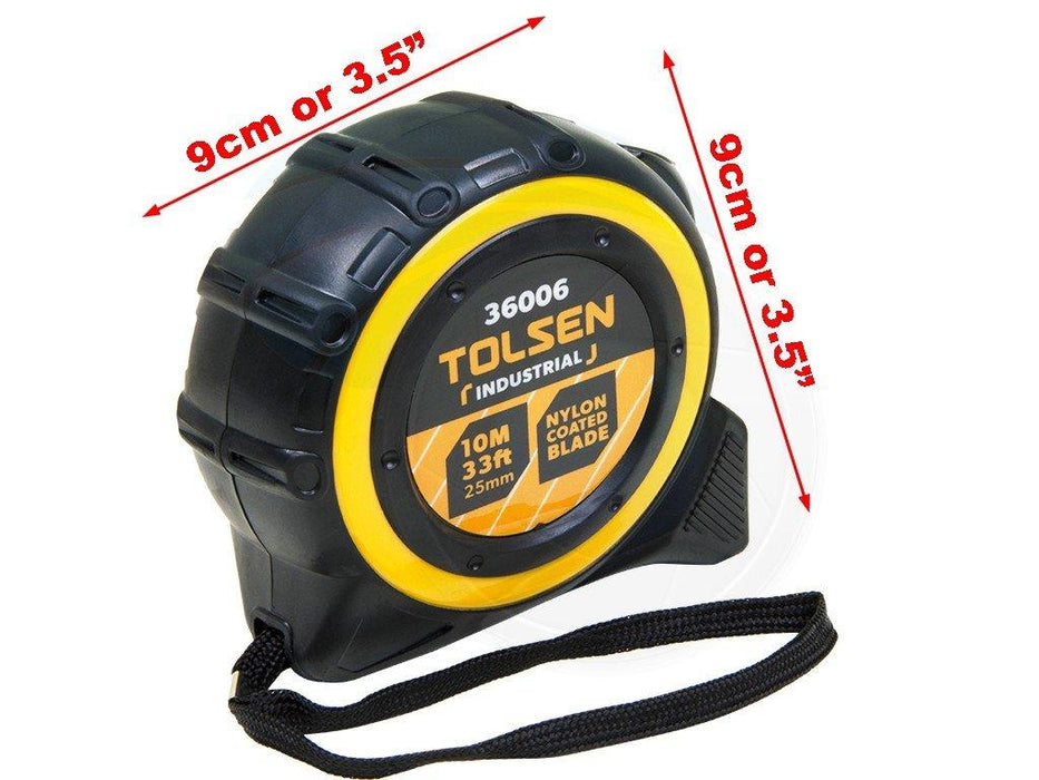 Tolsen 10M 33FT Nylon Coated Heavy Duty Measuring Tape Metric Imperial
