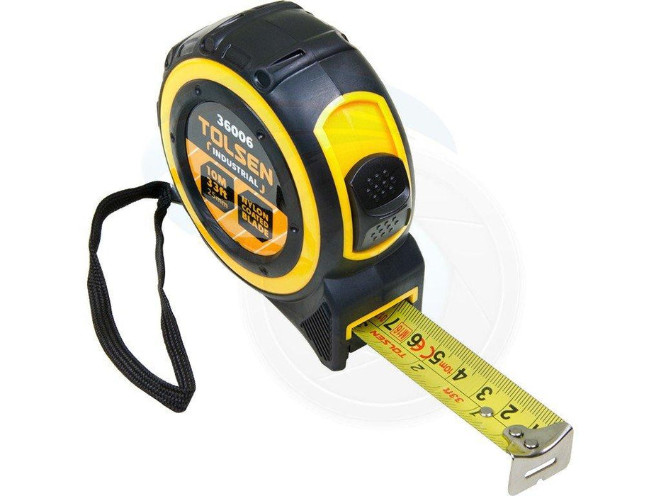Tolsen 10M 33FT Nylon Coated Heavy Duty Measuring Tape Metric Imperial