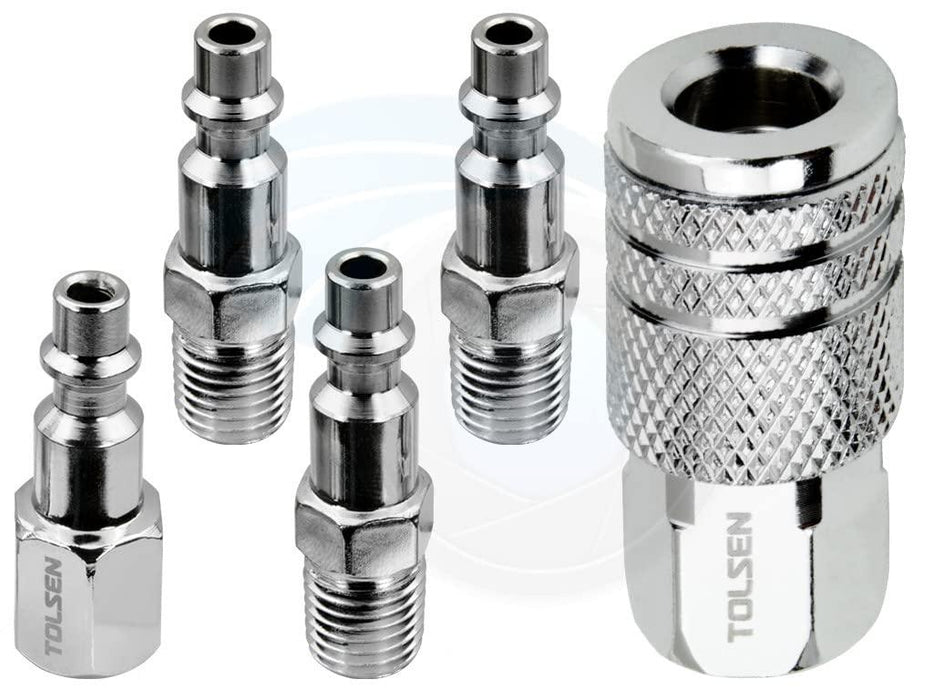 Tolsen 5pcs Air Hose Fittings 1/4inch Quick Connect Coupler Connector Plugs