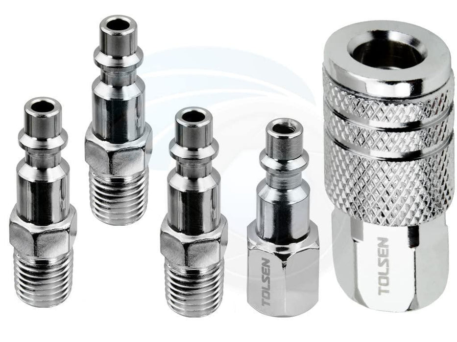 Tolsen 5pcs Air Hose Fittings 1/4inch Quick Connect Coupler Connector Plugs