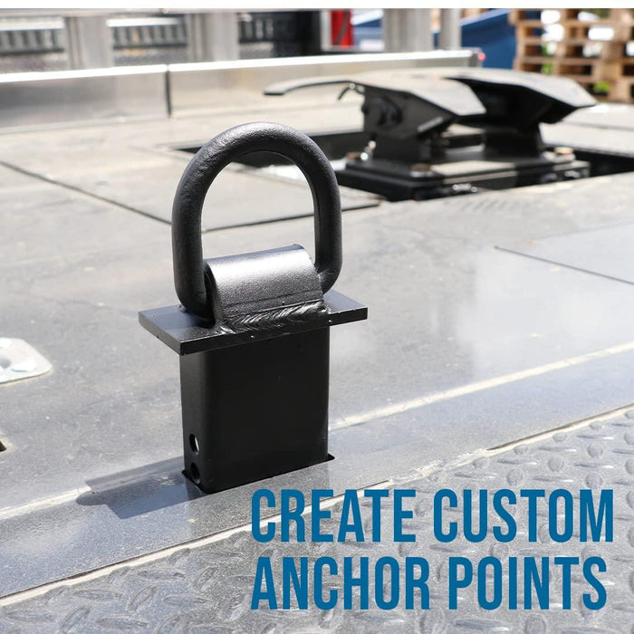 Boxer Heavy Duty Adjustable Stake Pocket D Ring Tie Down - 18,000LBS Breaking Strength - 4 Pack– for Flatbed Trucks and Utility Trailers for Standard 2x4” Stake Pocket