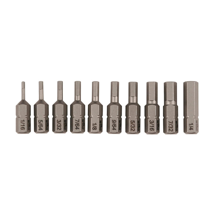Wiha 10 Piece Bit Set Hex Inch