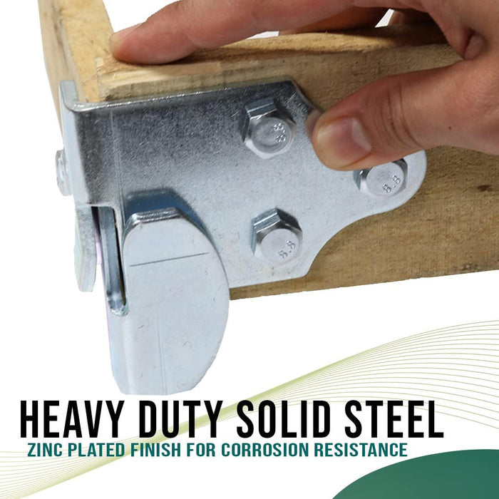 Boxer 8 Piece Set of Heavy Duty Stake Rack Connectors with Bolts for Utility Trailers β Rust and Weather Resistant, Pre-Drilled Mounting Holes β Trailer Wood Panel Corner Latch Rack β Zinc Plated Stee