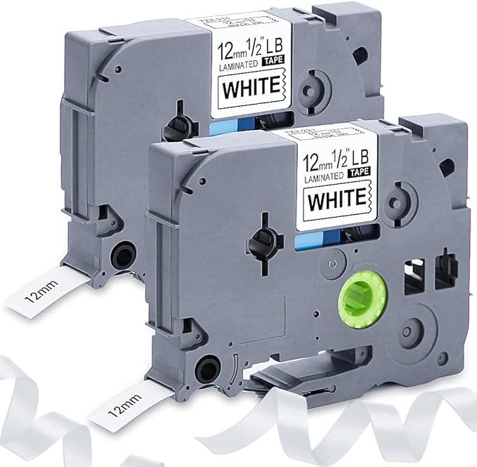 10-Pack  Brother Compatible P-touch label tape Tze-231 12mm 0.47" inch black on white laminated