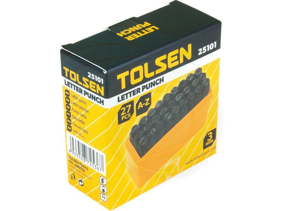 Tolsen Steel Punch Stamp Die Set Metal Tool Letters (A-Z) 27-Piece Set 3mm