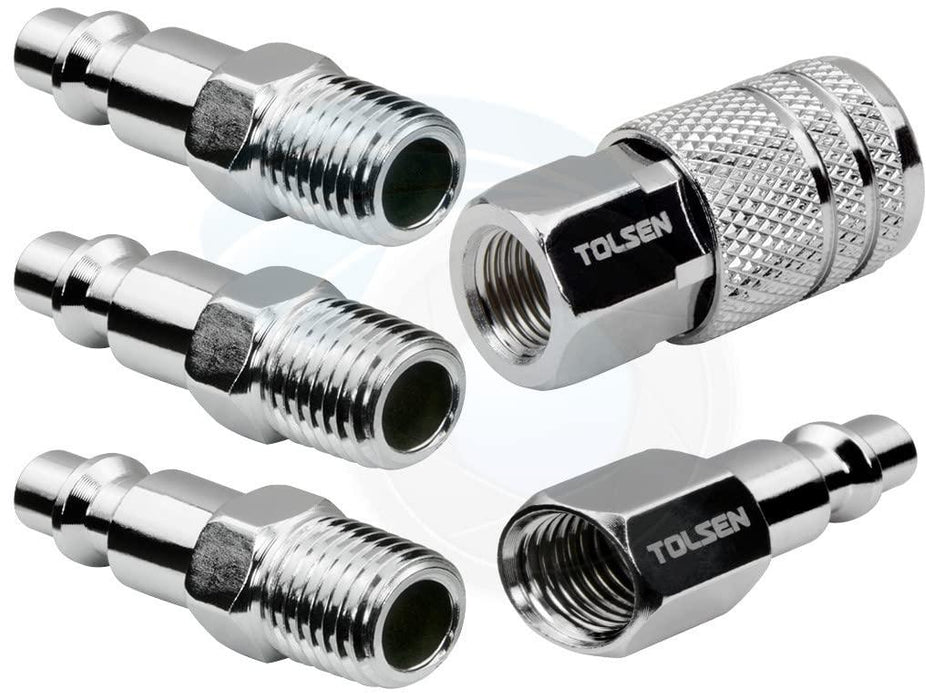 Tolsen 5pcs Air Hose Fittings 1/4inch Quick Connect Coupler Connector Plugs