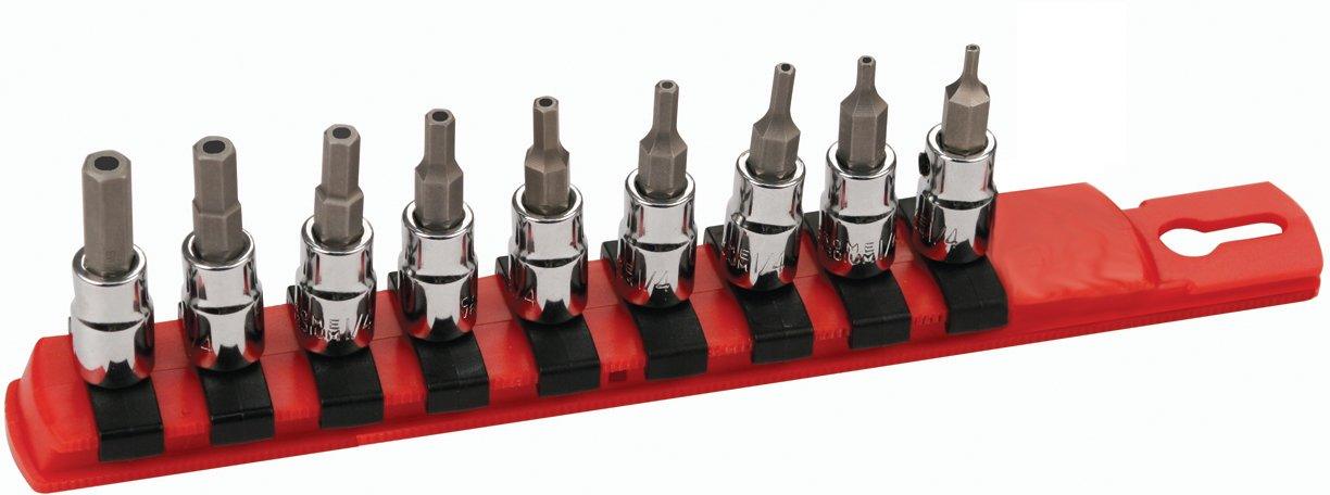 Wiha 71999 Socket Set, 3/8-Inch Square Drive Socket, Tamper Resistant, Hex Inch, 9 Piece