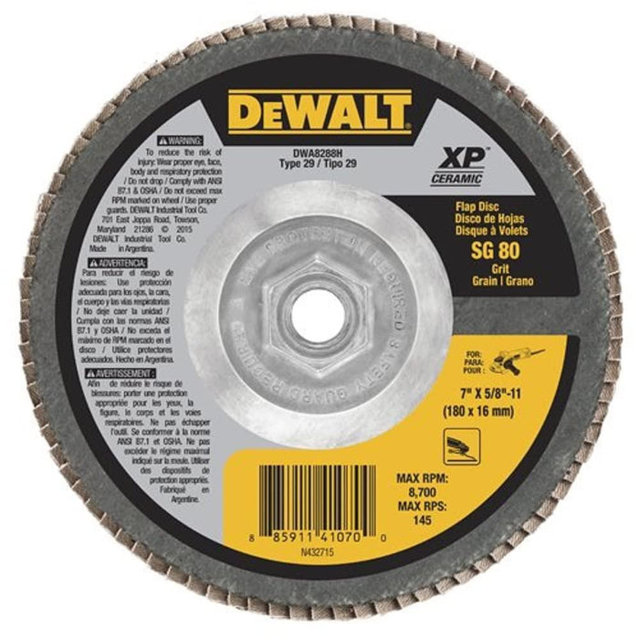 DEWALT DWA8287H 60G T29 XP Ceramic Flap Disc, 7" x 5/8"