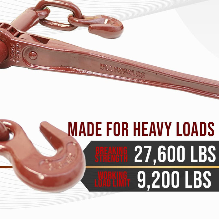 Boxer 6 Pack Heavy Duty Ratchet Load Binder with Forged Grab Hooks 3/8β β 1/2β Working Load Limit 9200lbs Chain Binder Tie Down