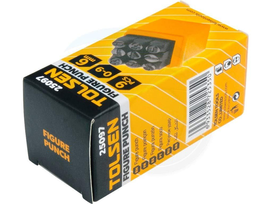 Tolsen Steel Punch Stamp Die Set Metal Steel Tool Numbers 0-9 9-Piece Set 6mm