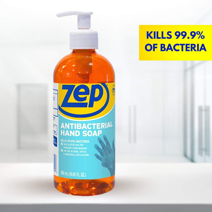 Zep Industrial Antibacterial Hand Soap - 16.9 Ounce (Case of 12) R46124 - Mild Formula, Removes Dirt and Soils From Hands