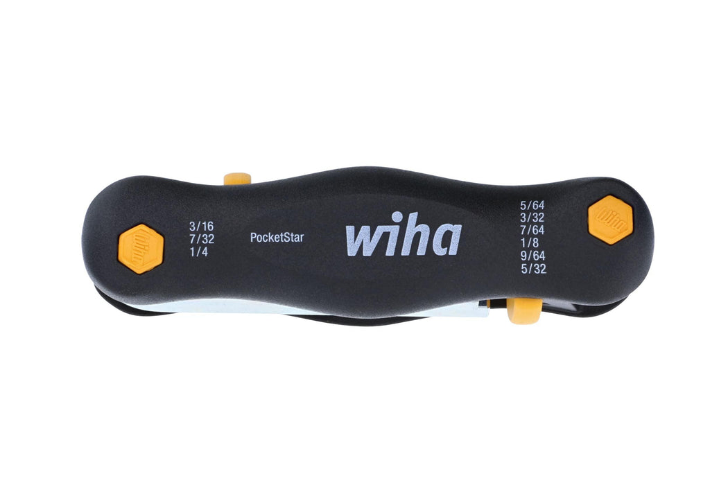 Wiha Inch Pocket Star Fold Up Key Set with Large Ergo Handle, 9-Piece