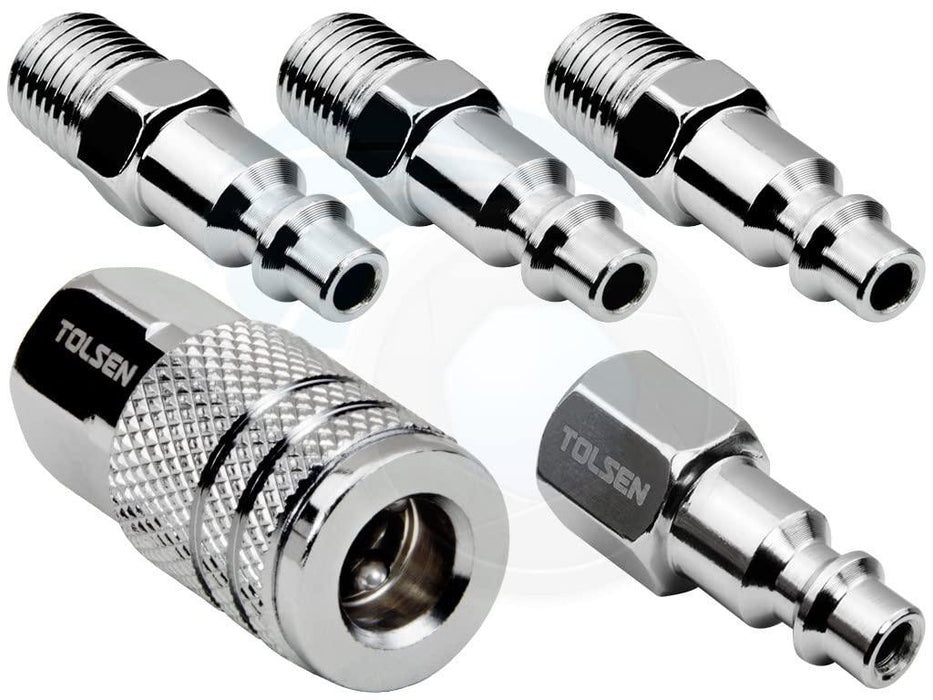 Tolsen 5pcs Air Hose Fittings 1/4inch Quick Connect Coupler Connector Plugs