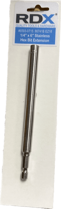 RDX 1/4 HEX 6-Inch Extension Bit Stainless Steel