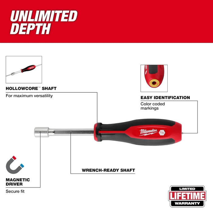 Milwaukee 4pc SAE HollowCore™ Magnetic Nut Driver Set 48-22-2544