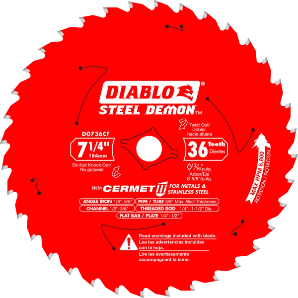 Diablo 7-1/4" x 36-Teeth Steel Demon™ Cermet II Saw Blade for Thick Metal