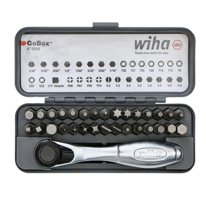 Wiha 32 Piece GoBox Standard Bit Set with Mini Ratchet